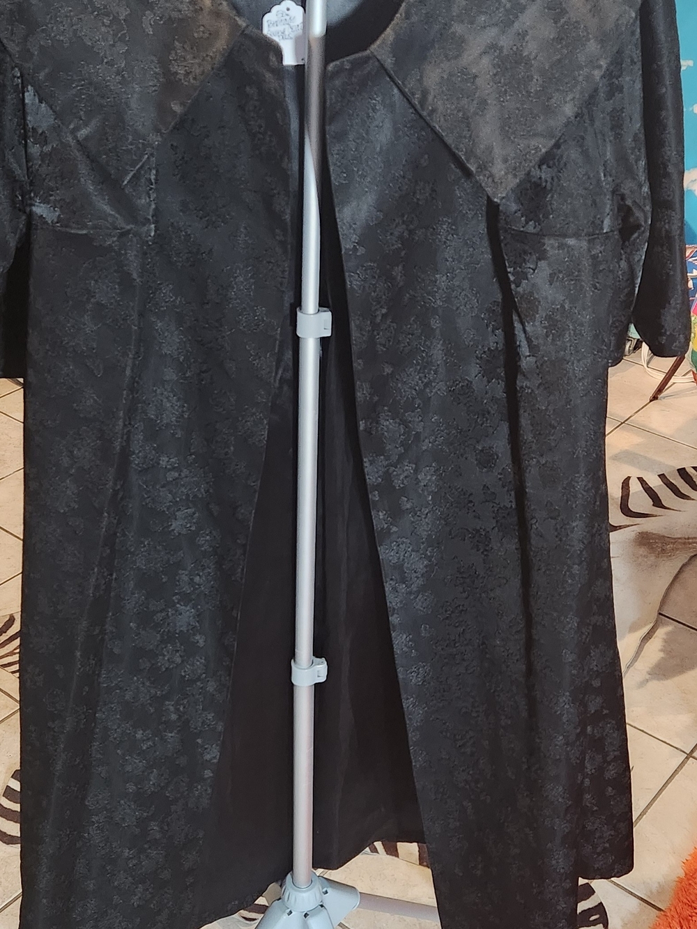 VTG 50s Classic Black Opera Coat with Subtle Jacquard Pattern